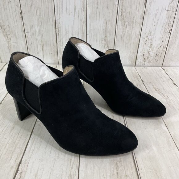 LifeStride Women’s 9.5W Gilmore Black Microsuede Booties Heel Shoes - Picture 3 of 10